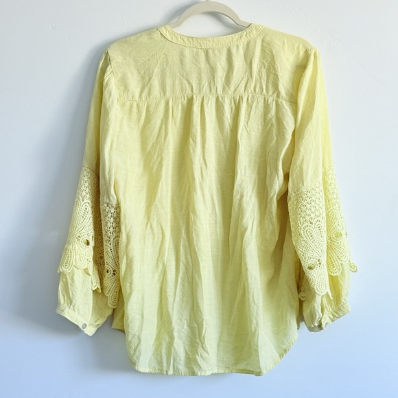 Anthropologie Fig‎ & Flower Top Womens L Boho Peasant Blouse Button Up Coastal - Picture 4 of 8